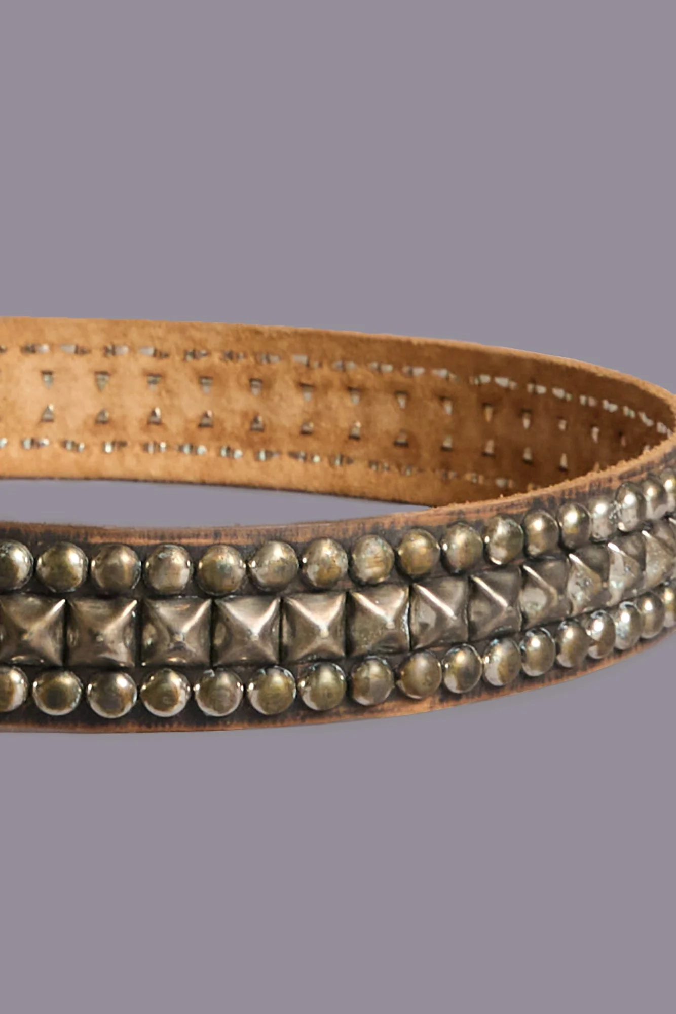 STUDDED R13 LOGO BUCKLE BELT - BROWN - Image 3